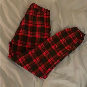 Red and black plaid sorta punk jogger pants